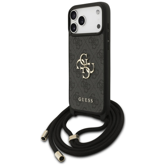 Puzdro pre Apple iPhone 17 Pro Max, Guess, 4G CBDY Big Logo with Cord Strap, Čierne