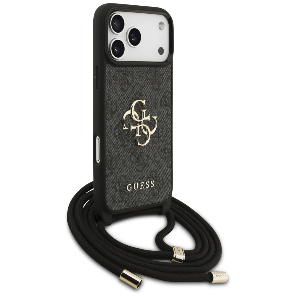 Puzdro pre Apple iPhone 17 Pro Max, Guess, 4G CBDY Big Logo with Cord Strap, Čierne