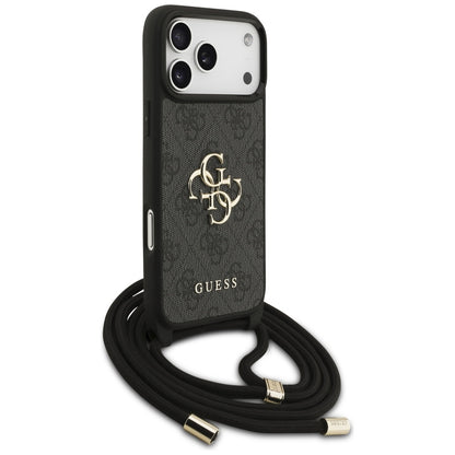 Puzdro pre Apple iPhone 17 Pro Max, Guess, 4G CBDY Big Logo with Cord Strap, Čierne