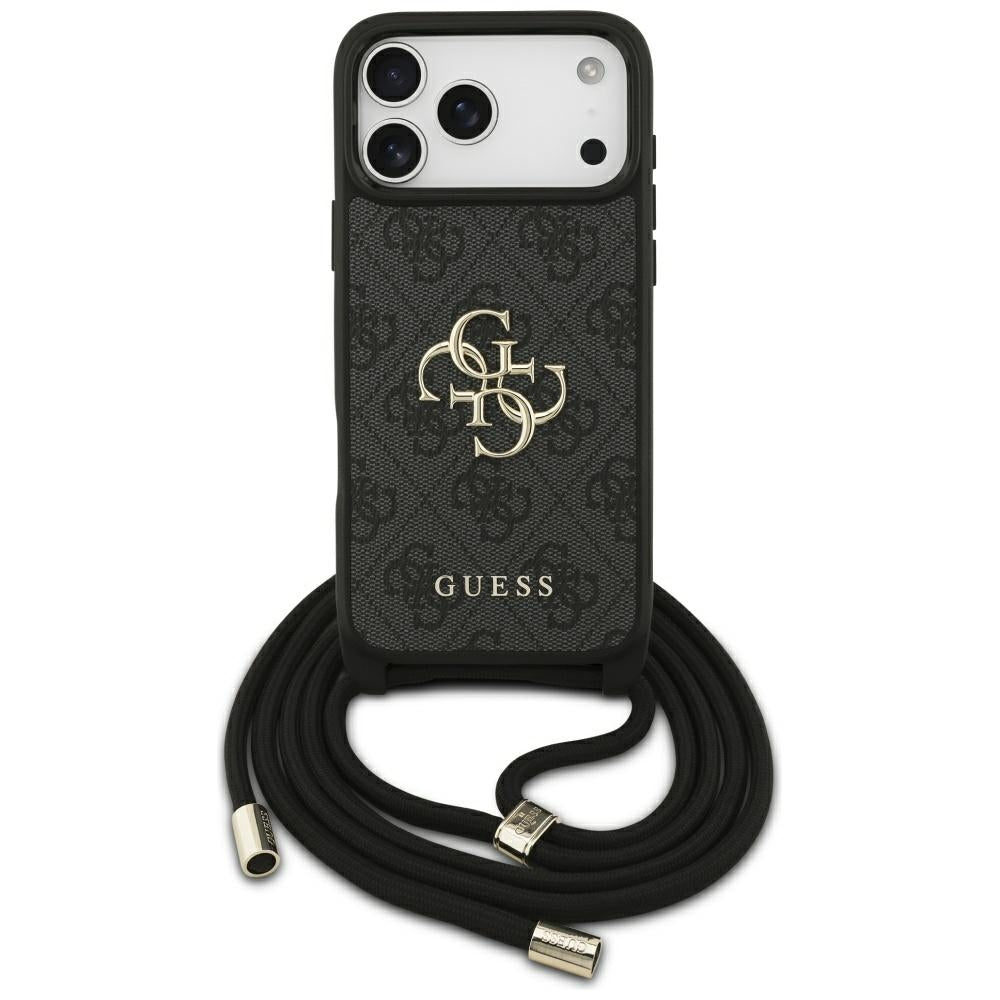 Puzdro pre Apple iPhone 17 Pro Max, Guess, 4G CBDY Big Logo with Cord Strap, Čierne
