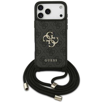 Puzdro pre Apple iPhone 17 Pro Max, Guess, 4G CBDY Big Logo with Cord Strap, Čierne