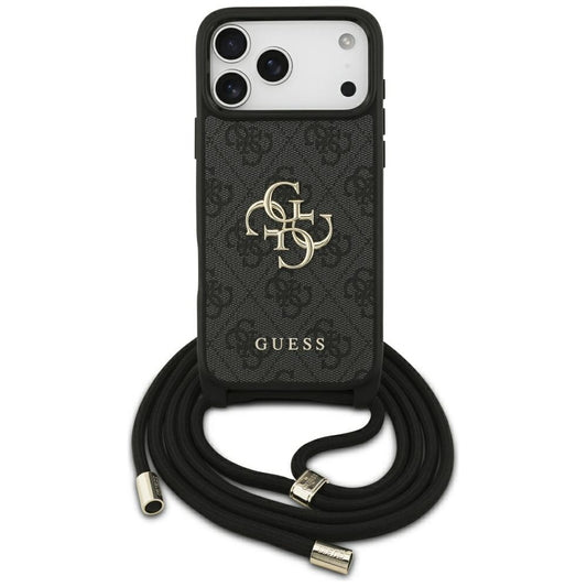 Puzdro pre Apple iPhone 17 Pro Max, Guess, 4G CBDY Big Logo with Cord Strap, Čierne