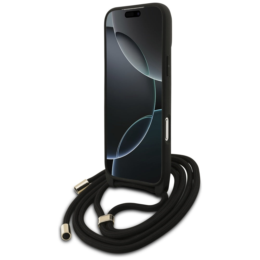 Puzdro pre Apple iPhone 17 Pro Max, Guess, 4G CBDY Big Logo with Cord Strap, Čierne
