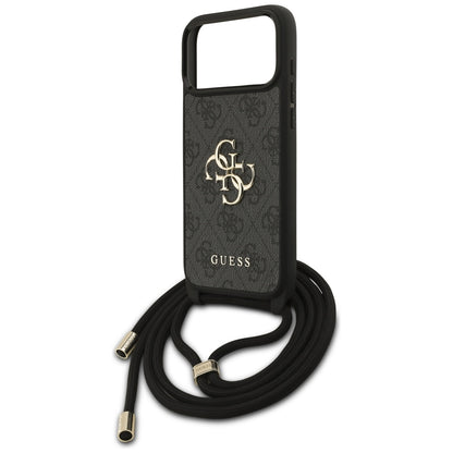 Puzdro pre Apple iPhone 17 Pro Max, Guess, 4G CBDY Big Logo with Cord Strap, Čierne