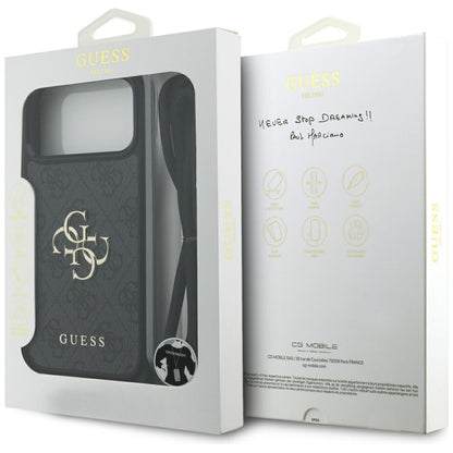 Puzdro pre Apple iPhone 17 Pro Max, Guess, 4G CBDY Big Logo with Cord Strap, Čierne