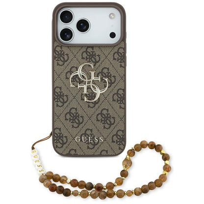 Puzdro pre Apple iPhone 17 Pro Max, Guess, 4G Classic Logo with Pearl Strap, Hnedé