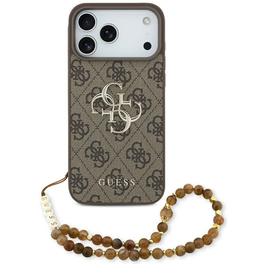 Puzdro pre Apple iPhone 17 Pro Max, Guess, 4G Classic Logo with Pearl Strap, Hnedé