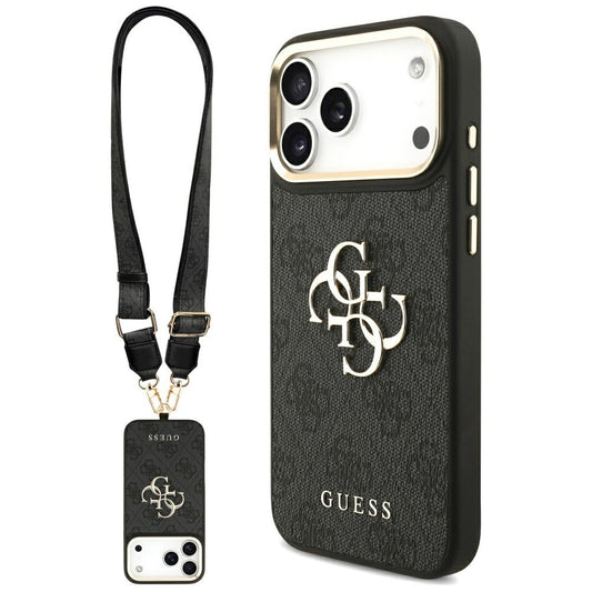 Puzdro pre Apple iPhone 17 Pro Max, Guess, Big 4G Classic Logo with Big Strap, Čierne