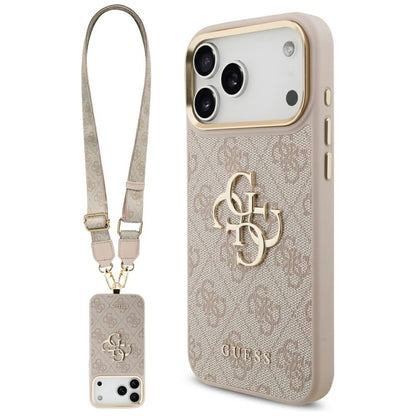 Puzdro pre Apple iPhone 17 Pro Max, Guess, Big 4G Classic Logo with Big Strap, Ružové