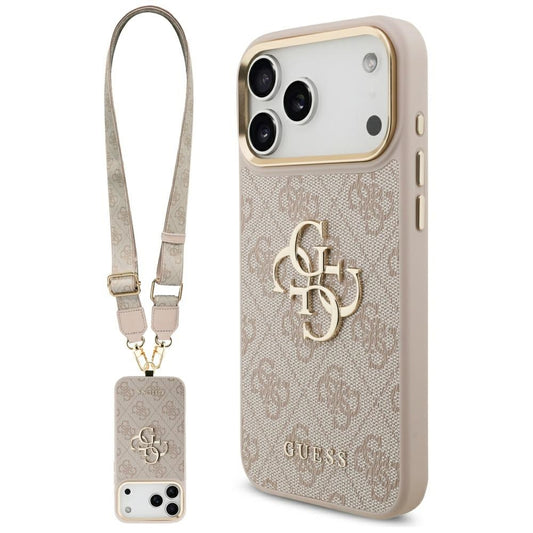 Puzdro pre Apple iPhone 17 Pro Max, Guess, Big 4G Classic Logo with Big Strap, Ružové