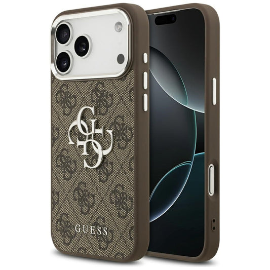 Puzdro pre Apple iPhone 17 Pro Max, Guess, Big 4G Logo Classic, Hnedé Strieborné