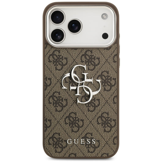 Puzdro pre Apple iPhone 17 Pro Max, Guess, Big 4G Logo Classic, Hnedé Strieborné
