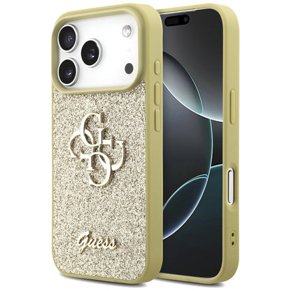 Puzdro pre Apple iPhone 17 Pro Max, Guess, Fixed Glitter Big 4G, Zlaté