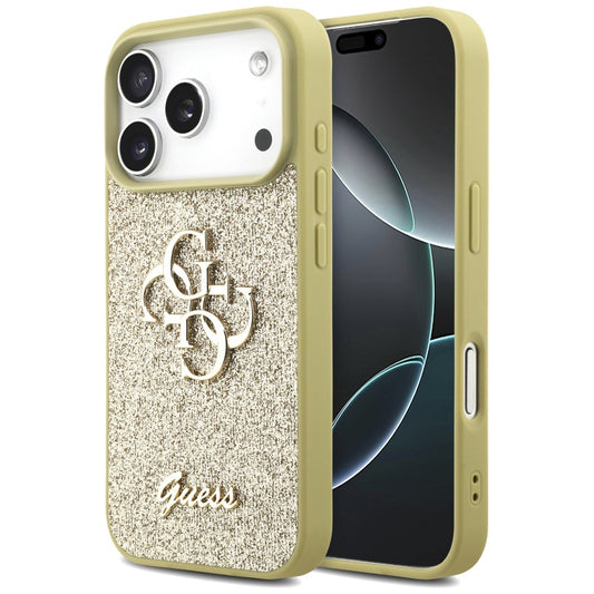 Puzdro pre Apple iPhone 17 Pro Max, Guess, Fixed Glitter Big 4G, Zlaté