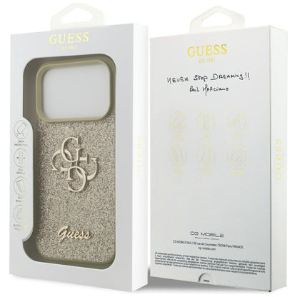 Puzdro pre Apple iPhone 17 Pro Max, Guess, Fixed Glitter Big 4G, Zlaté