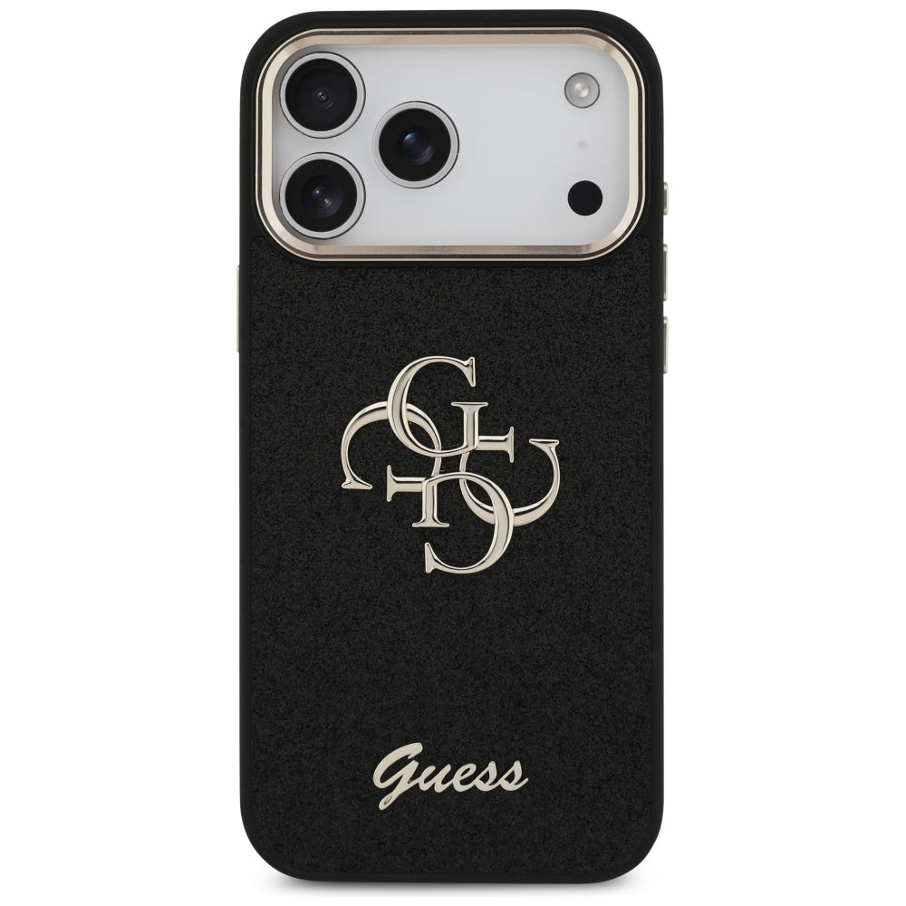 Puzdro pre Apple iPhone 17 Pro Max, Guess, Fixed Glitter Big 4G Metal Frame, Čierne