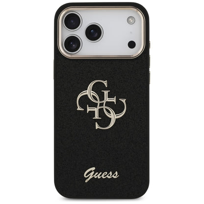 Puzdro pre Apple iPhone 17 Pro Max, Guess, Fixed Glitter Big 4G Metal Frame, Čierne