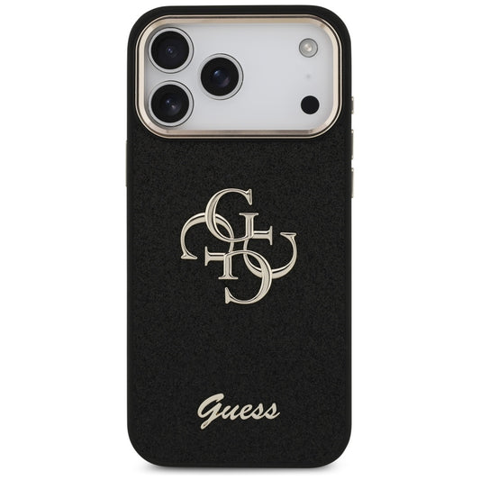 Puzdro pre Apple iPhone 17 Pro Max, Guess, Fixed Glitter Big 4G Metal Frame, Čierne