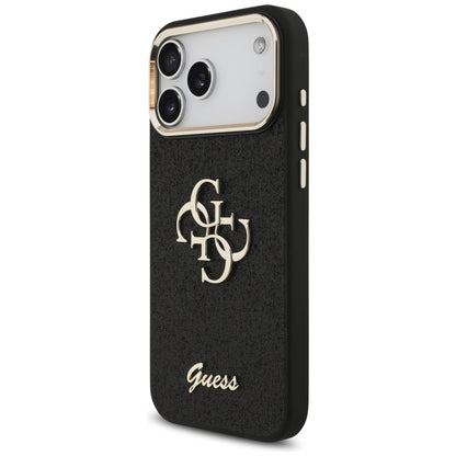 Puzdro pre Apple iPhone 17 Pro Max, Guess, Fixed Glitter Big 4G Metal Frame, Čierne