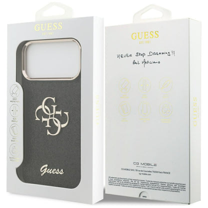Puzdro pre Apple iPhone 17 Pro Max, Guess, Fixed Glitter Big 4G Metal Frame, Čierne