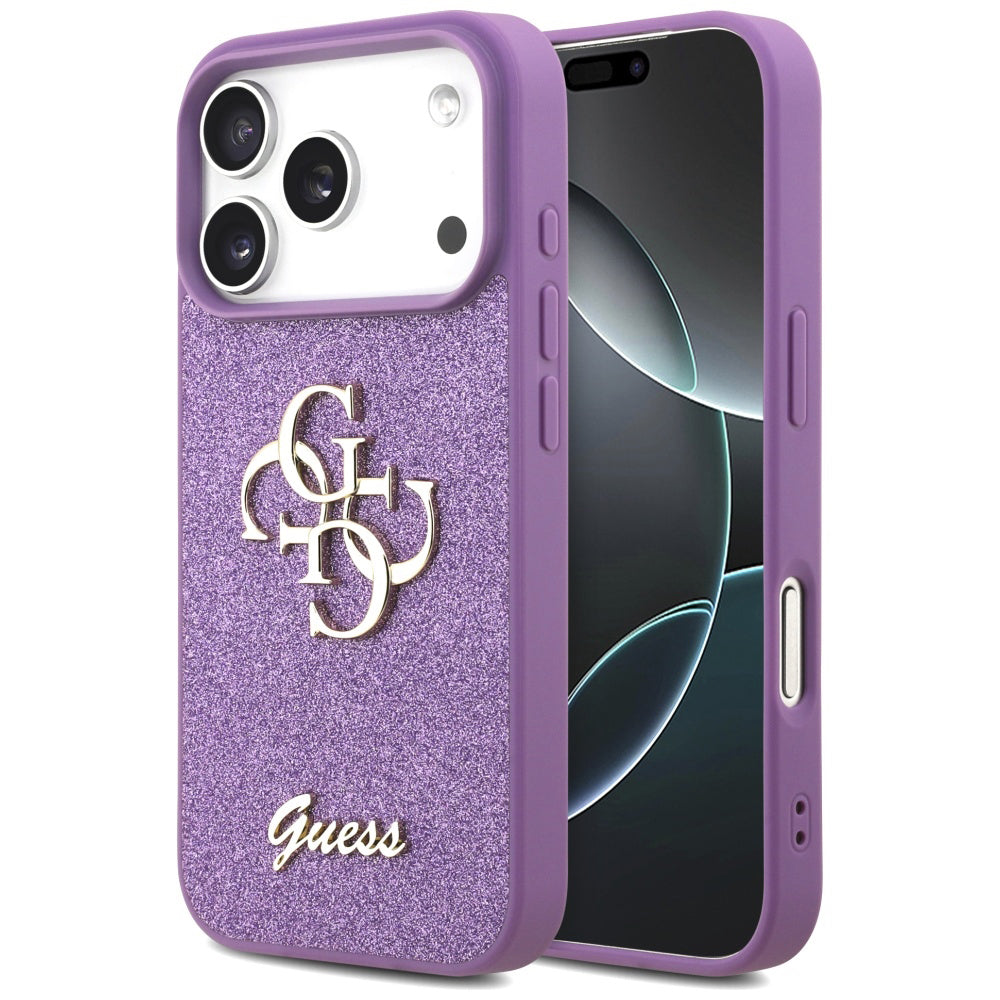 Puzdro pre Apple iPhone 17 Pro Max, Guess, Fixed Glitter Big 4G, Fialové