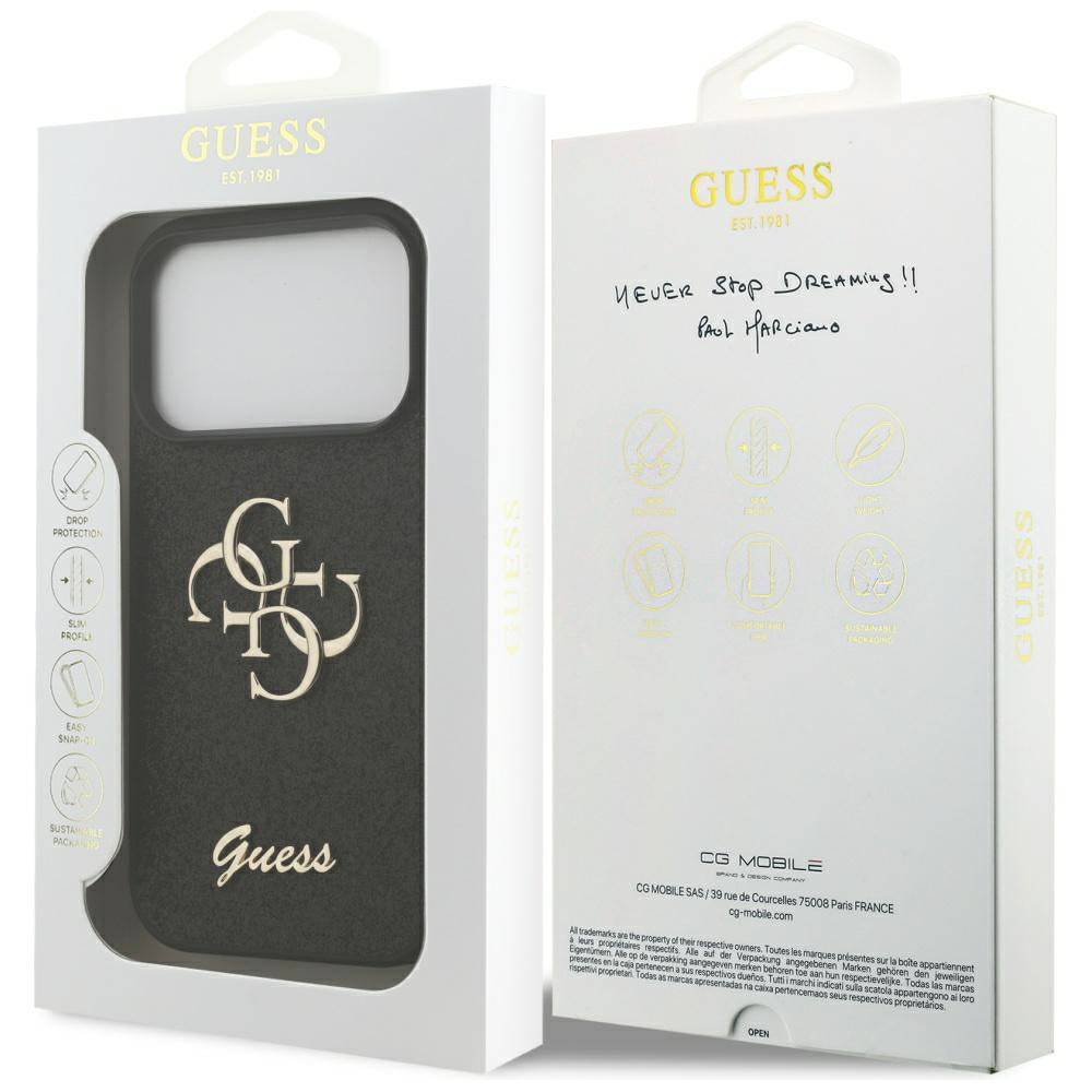 Puzdro pre Apple iPhone 17 Pro Max, Guess, Fixed Glitter Big 4G, Čierne