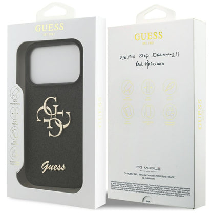 Puzdro pre Apple iPhone 17 Pro Max, Guess, Fixed Glitter Big 4G, Čierne