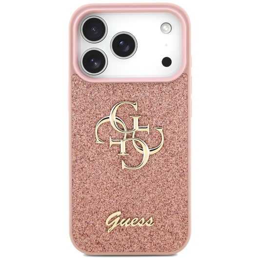 Puzdro pre Apple iPhone 17 Pro Max, Guess, Fixed Glitter Big 4G, Ružové