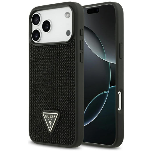 Puzdro pre Apple iPhone 17 Pro Max, Guess, Rhinestone Triangle Logo, Čierne