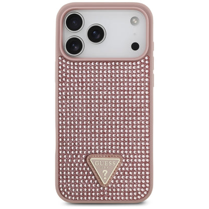 Puzdro pre Apple iPhone 17 Pro Max, Guess, Rhinestone Triangle Logo, Ružové