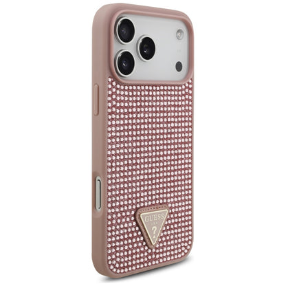Puzdro pre Apple iPhone 17 Pro Max, Guess, Rhinestone Triangle Logo, Ružové