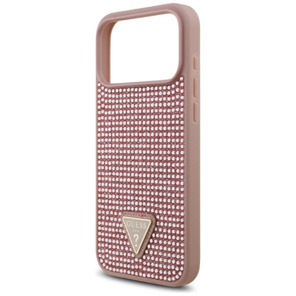 Puzdro pre Apple iPhone 17 Pro Max, Guess, Rhinestone Triangle Logo, Ružové