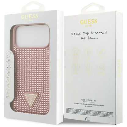 Puzdro pre Apple iPhone 17 Pro Max, Guess, Rhinestone Triangle Logo, Ružové
