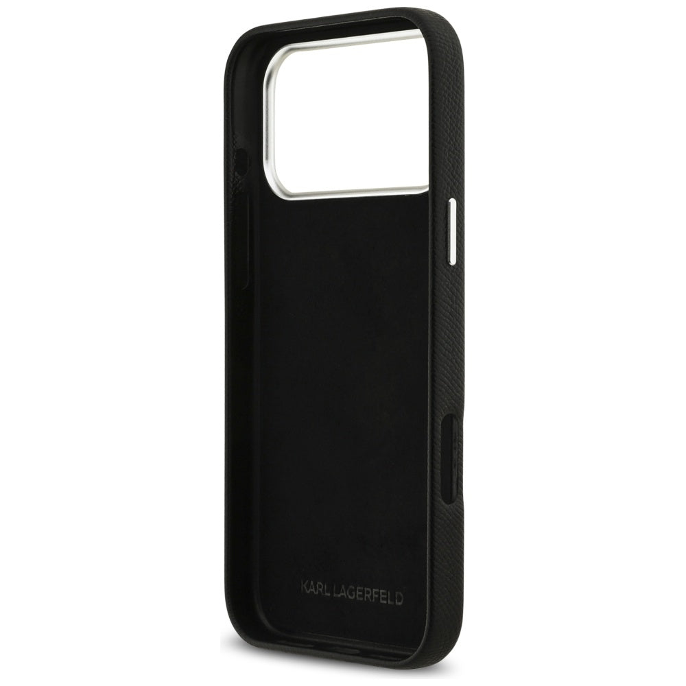 Case for Apple iPhone 17 Pro Max, Karl Lagerfeld, FW Grained Signature Logo, Black