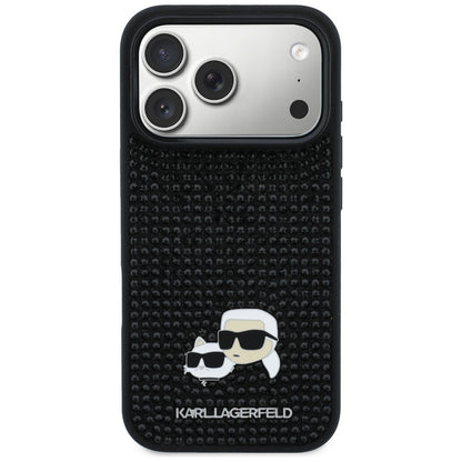 Puzdro pre Apple iPhone 17 Pro Max, Karl Lagerfeld, Rhinestone Karl & Choupette Pins, Čierne
