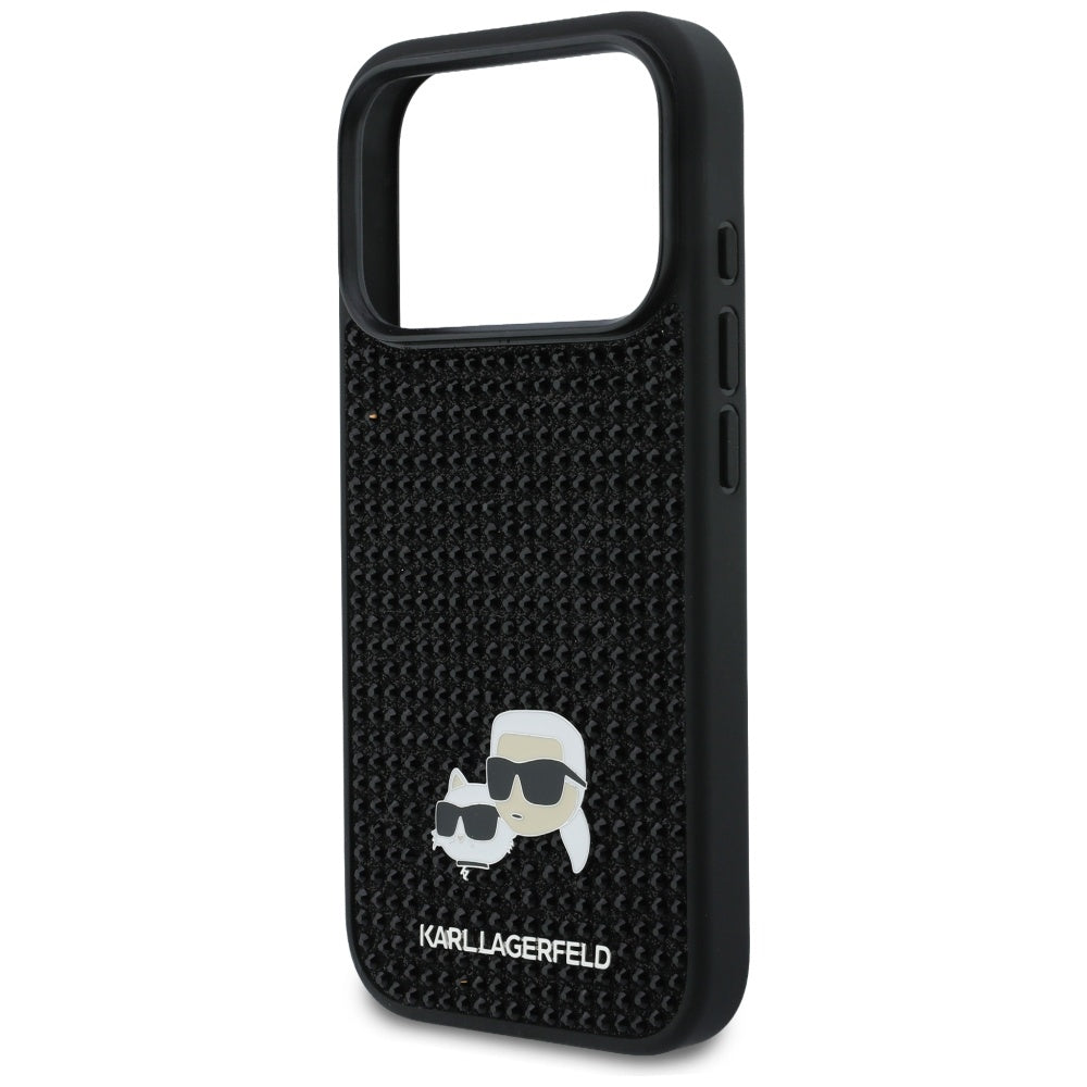 Puzdro pre Apple iPhone 17 Pro Max, Karl Lagerfeld, Rhinestone Karl & Choupette Pins, Čierne
