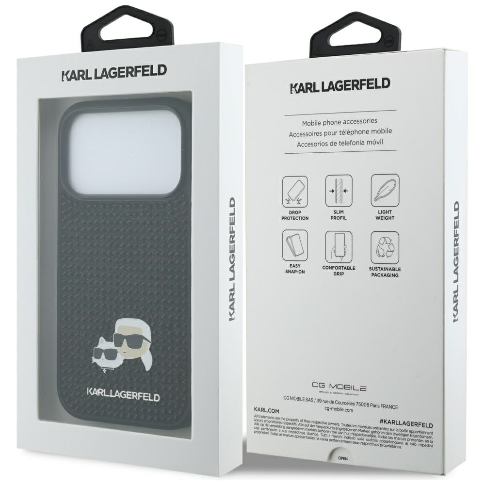 Puzdro pre Apple iPhone 17 Pro Max, Karl Lagerfeld, Rhinestone Karl & Choupette Pins, Čierne