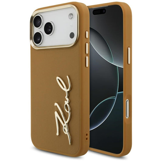 Puzdro pre Apple iPhone 17 Pro Max, Karl Lagerfeld, Script Logo, Hnedá