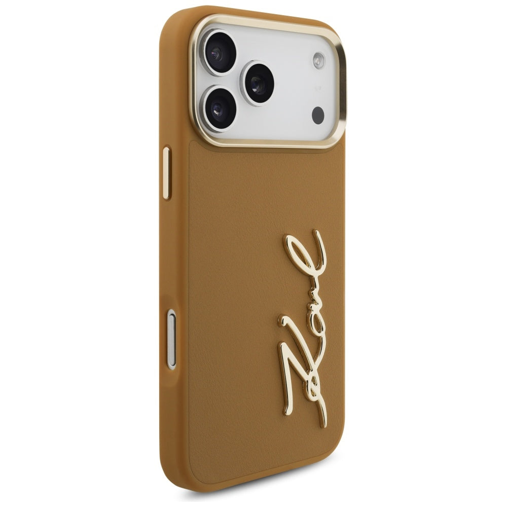 Puzdro pre Apple iPhone 17 Pro Max, Karl Lagerfeld, Script Logo, Hnedá