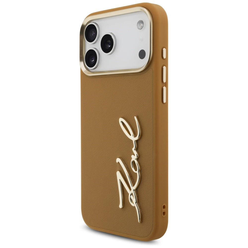 Puzdro pre Apple iPhone 17 Pro Max, Karl Lagerfeld, Script Logo, Hnedá