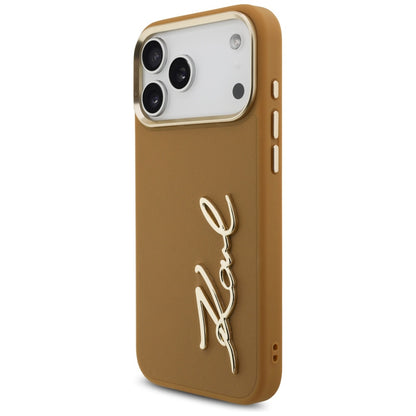 Puzdro pre Apple iPhone 17 Pro Max, Karl Lagerfeld, Script Logo, Hnedá