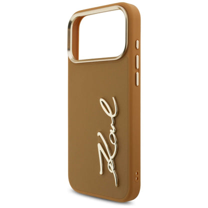 Puzdro pre Apple iPhone 17 Pro Max, Karl Lagerfeld, Script Logo, Hnedá