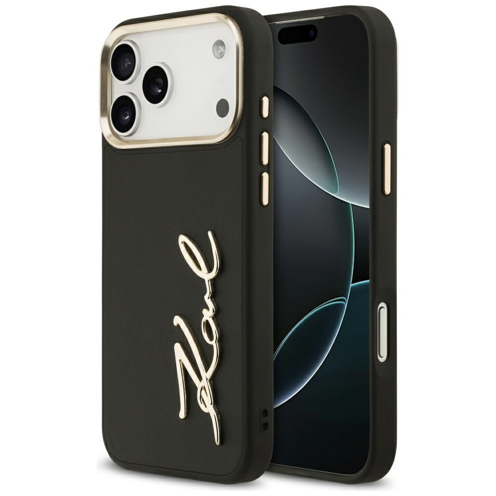 Puzdro pre Apple iPhone 17 Pro Max, Karl Lagerfeld, Script Logo, Čierne