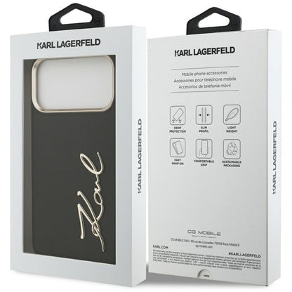 Puzdro pre Apple iPhone 17 Pro Max, Karl Lagerfeld, Script Logo, Čierne