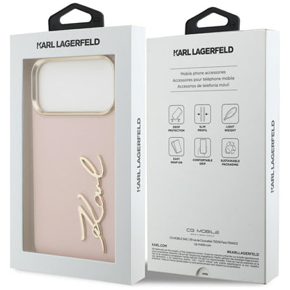 Puzdro pre Apple iPhone 17 Pro Max, Karl Lagerfeld, Script Logo, Ružová
