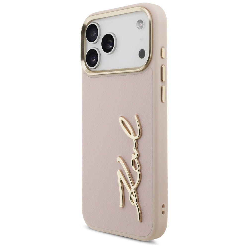 Puzdro pre Apple iPhone 17 Pro Max, Karl Lagerfeld, Script Logo, Ružová
