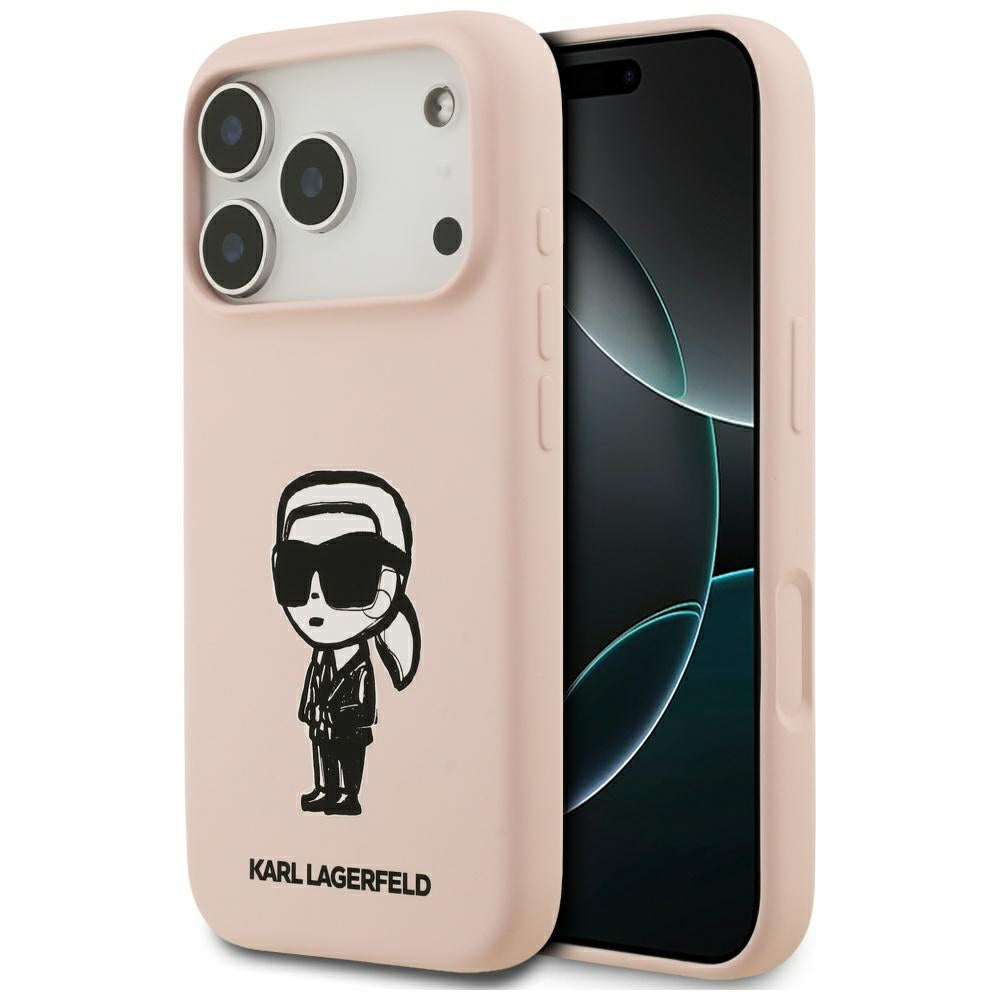 Puzdro pre Apple iPhone 17 Pro Max, Karl Lagerfeld, Sketch and Logo Karl, Ružové