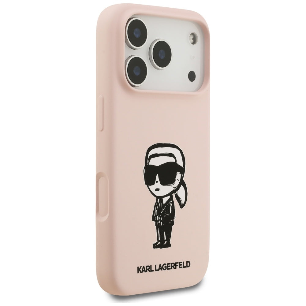 Puzdro pre Apple iPhone 17 Pro Max, Karl Lagerfeld, Sketch and Logo Karl, Ružové
