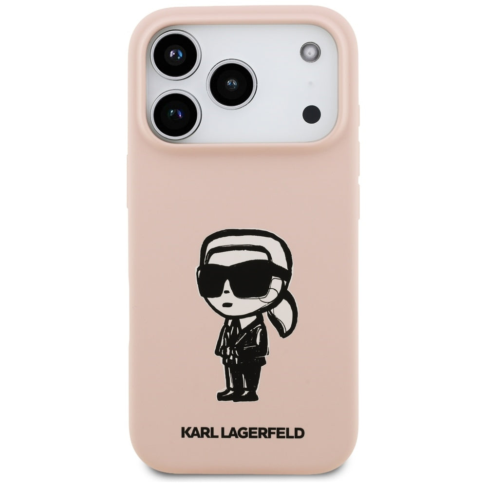 Puzdro pre Apple iPhone 17 Pro Max, Karl Lagerfeld, Sketch and Logo Karl, Ružové