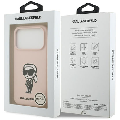 Puzdro pre Apple iPhone 17 Pro Max, Karl Lagerfeld, Sketch and Logo Karl, Ružové